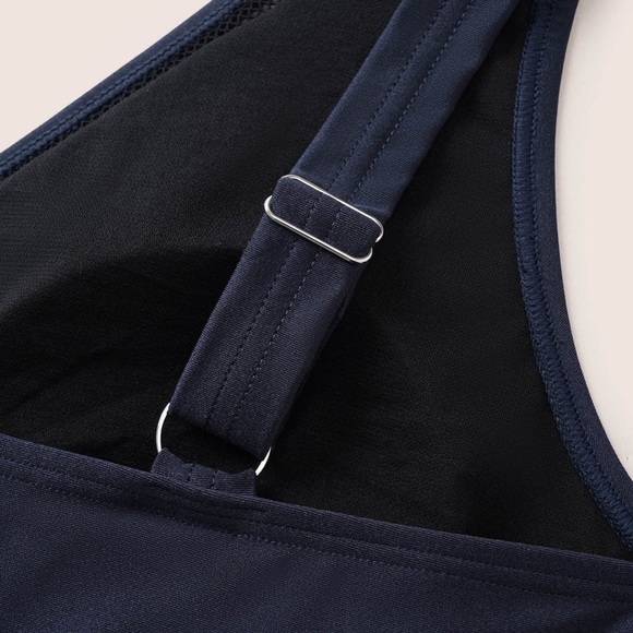 BloomChic Plus Size 4XL Solid Adjustable Straps Gathered One Piece Swimsuit - Picture 3 of 6